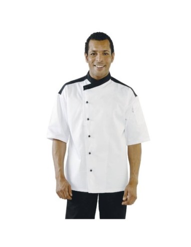 Veste chef unisexe Chef Works Metz blanche et noire S - 1