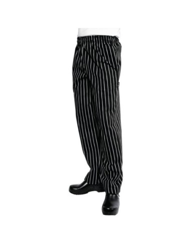 Pantalon de cuisine mixte Baggy Chef Works rayé noir et blanc XL - 1