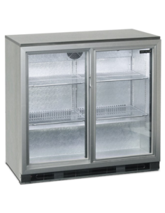 Arrière bar en inox deux portes vitrées coulissantes - 183 litres - BA25SS/A