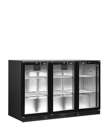 Arrière bar trois portes vitrées battantes et clayettes blanches - 300 litres - DB301H-3