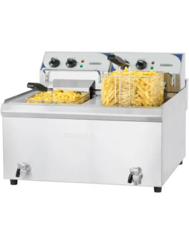 Friteuse électrique professionnelle double 2x10L avec vanne de vidange